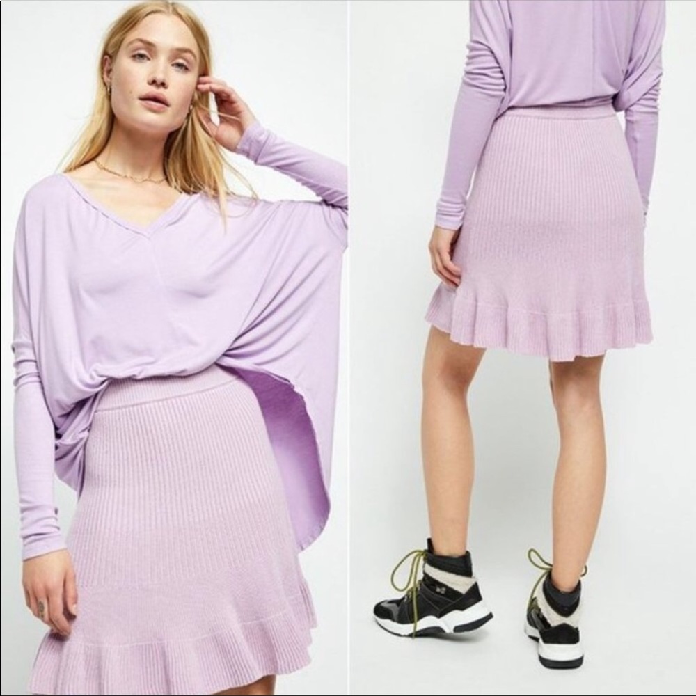 Free People Sweater Skirt Solid Gold in New Orchid NWT - Picture 4 of 10